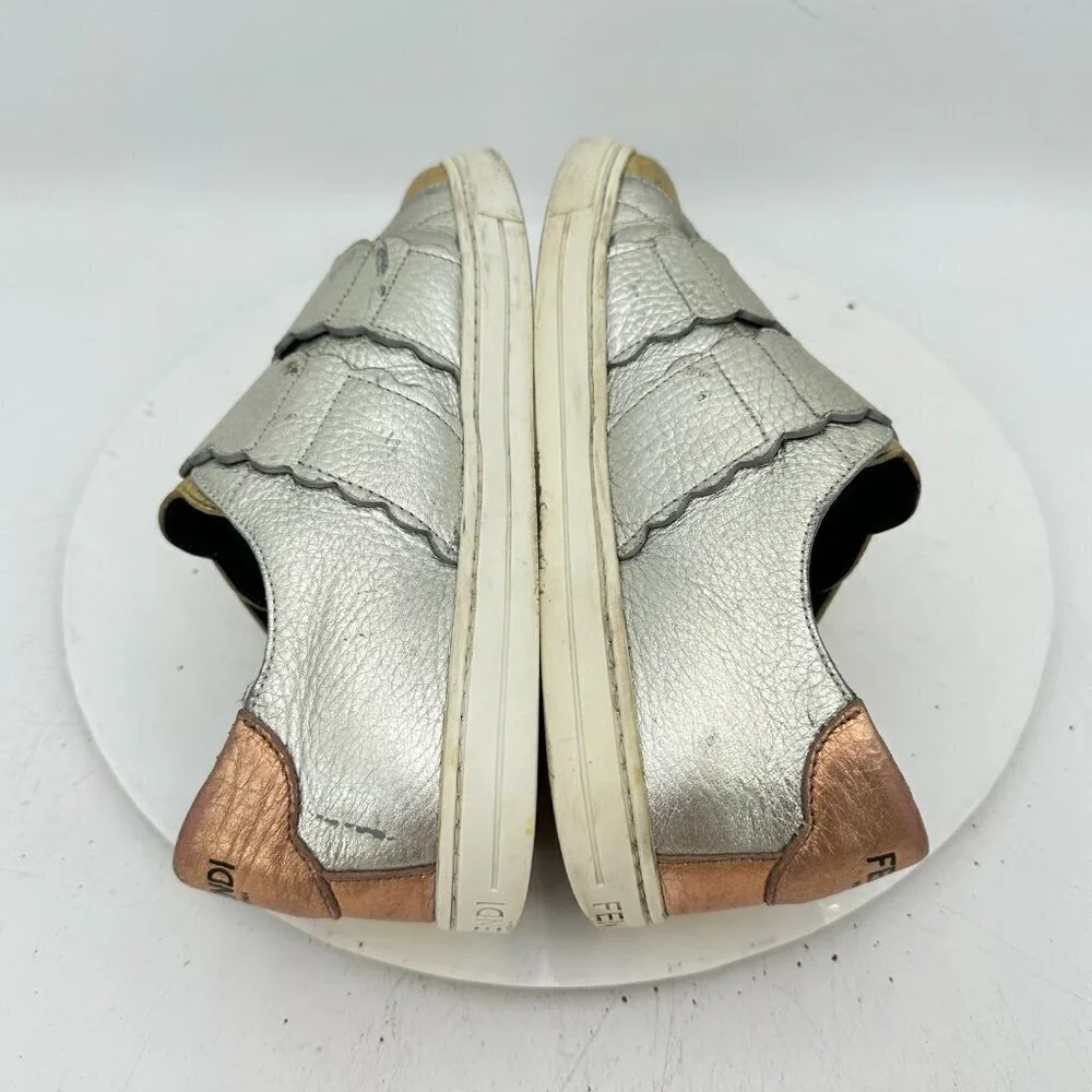 Fendi Women EU 36 US 6 Gold Silver Mixed Leather Low Top Shoes Sneakers